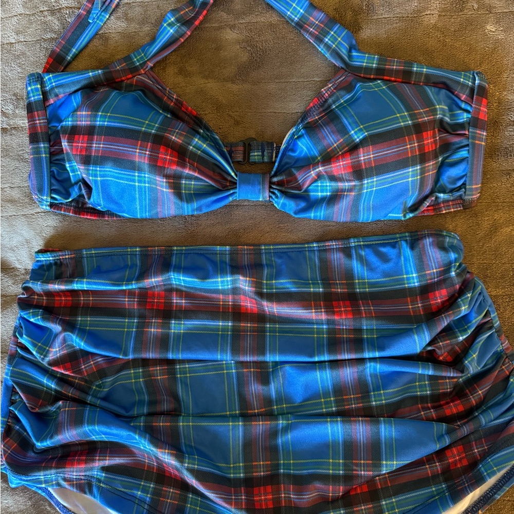 Esther Williams Plaid 2 piece size XL 14/16